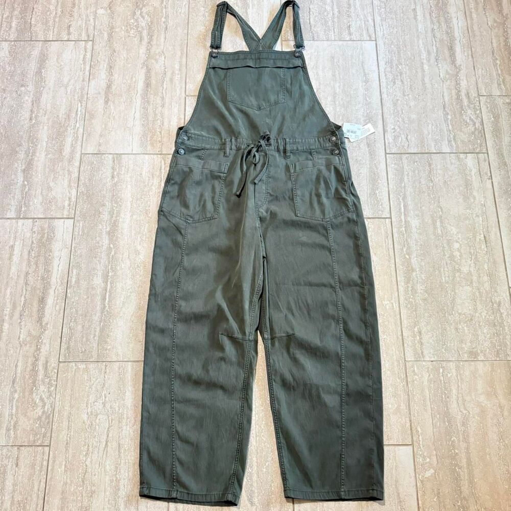 NWT American Eagle Olive Green Cargo Utility Overalls Baggy Wide Leg Gorpcore XL